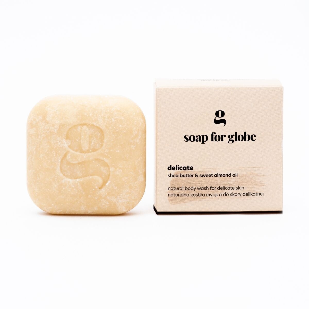 

Soap for Globe Delicate мыло для умывания со сливочным маслом ши и регенерирующим маслом сладкого миндаля для нежной кожи, 100 г