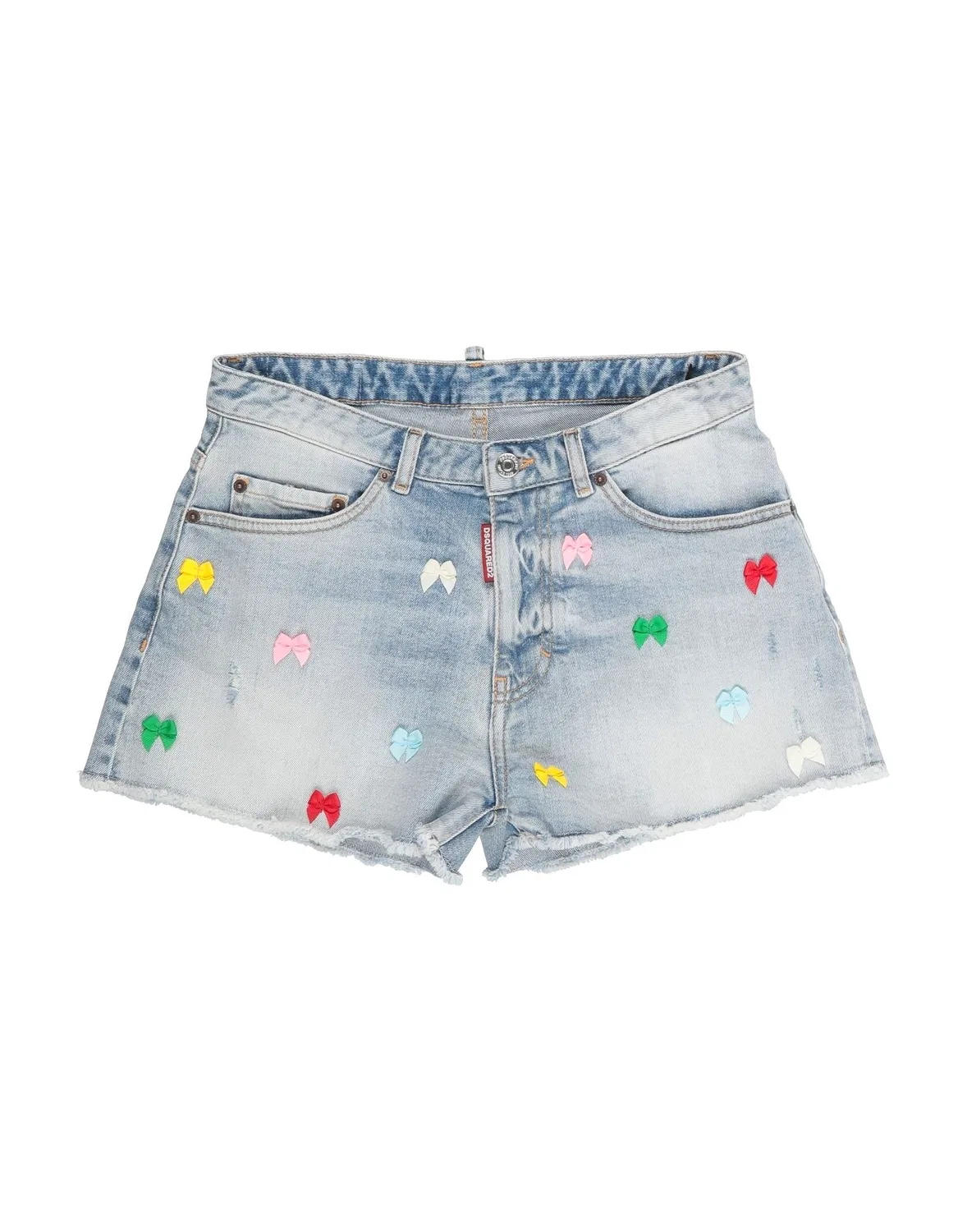 Детские джинсовые шорты для девочек с отделкой бантом Dsquared2, синий