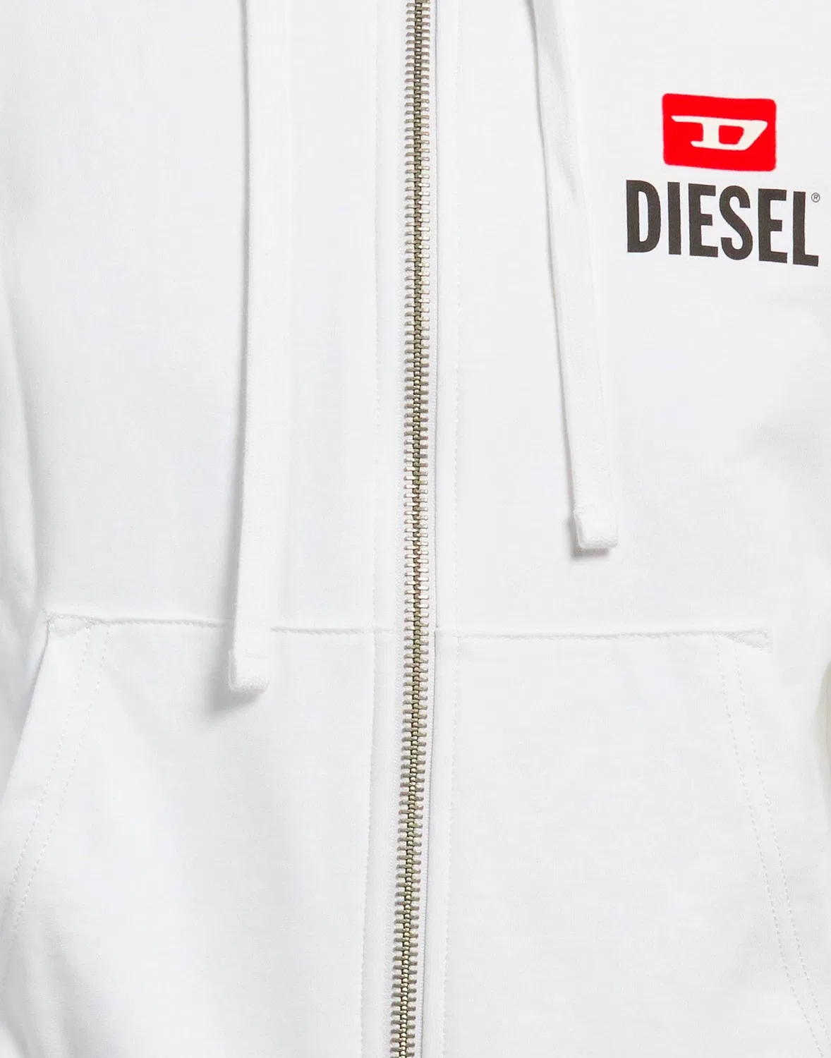 Мужская худи на молнии с капюшоном Diesel, белый — фото 4
