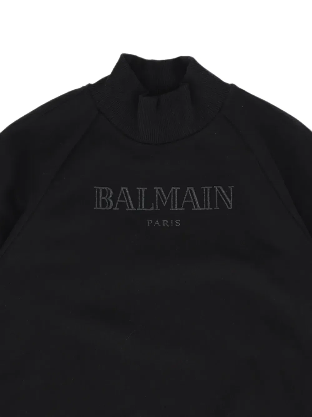 Свитшот с высоким воротом и вышитым логотипом Balmain Kids, черный — фото 3