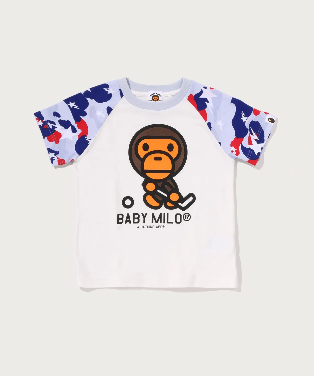 Детская футболка с принтом STA STRIKE CAMO BABY MILO HOCKEY TEE A BATHING APE, Белый