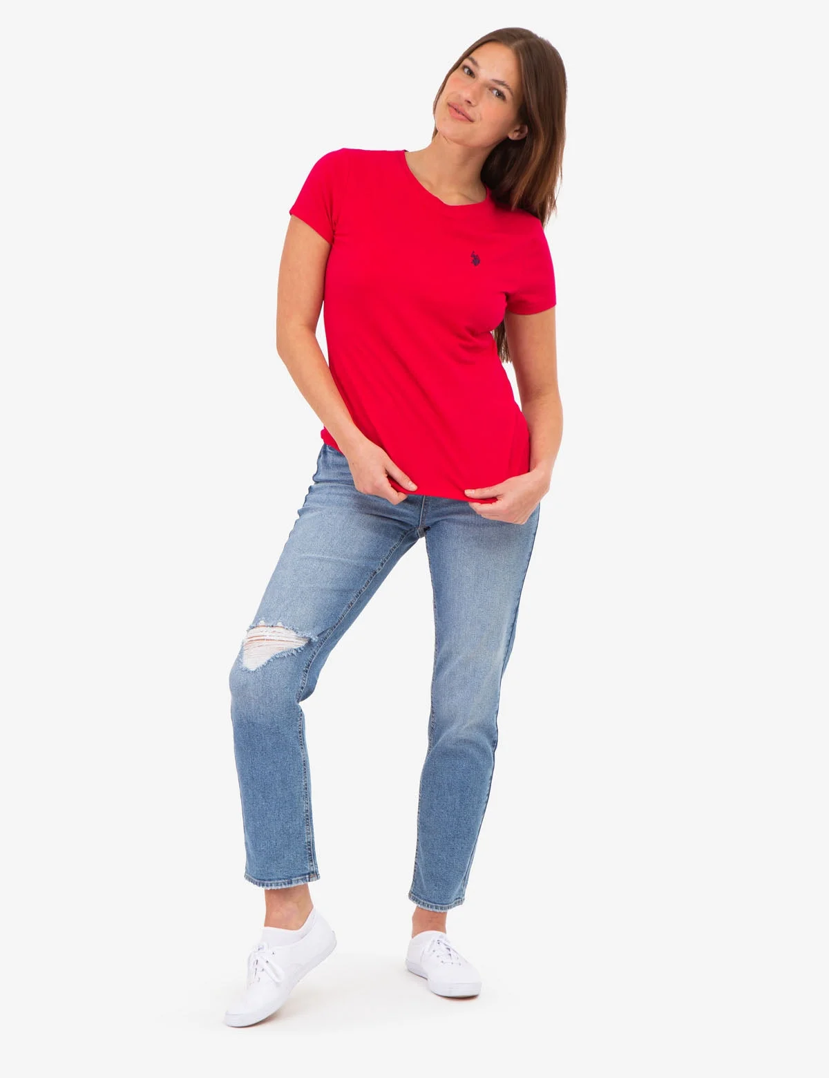 Женская футболка U.S. Polo Assn. Crew Neck, фуксия — фото 3