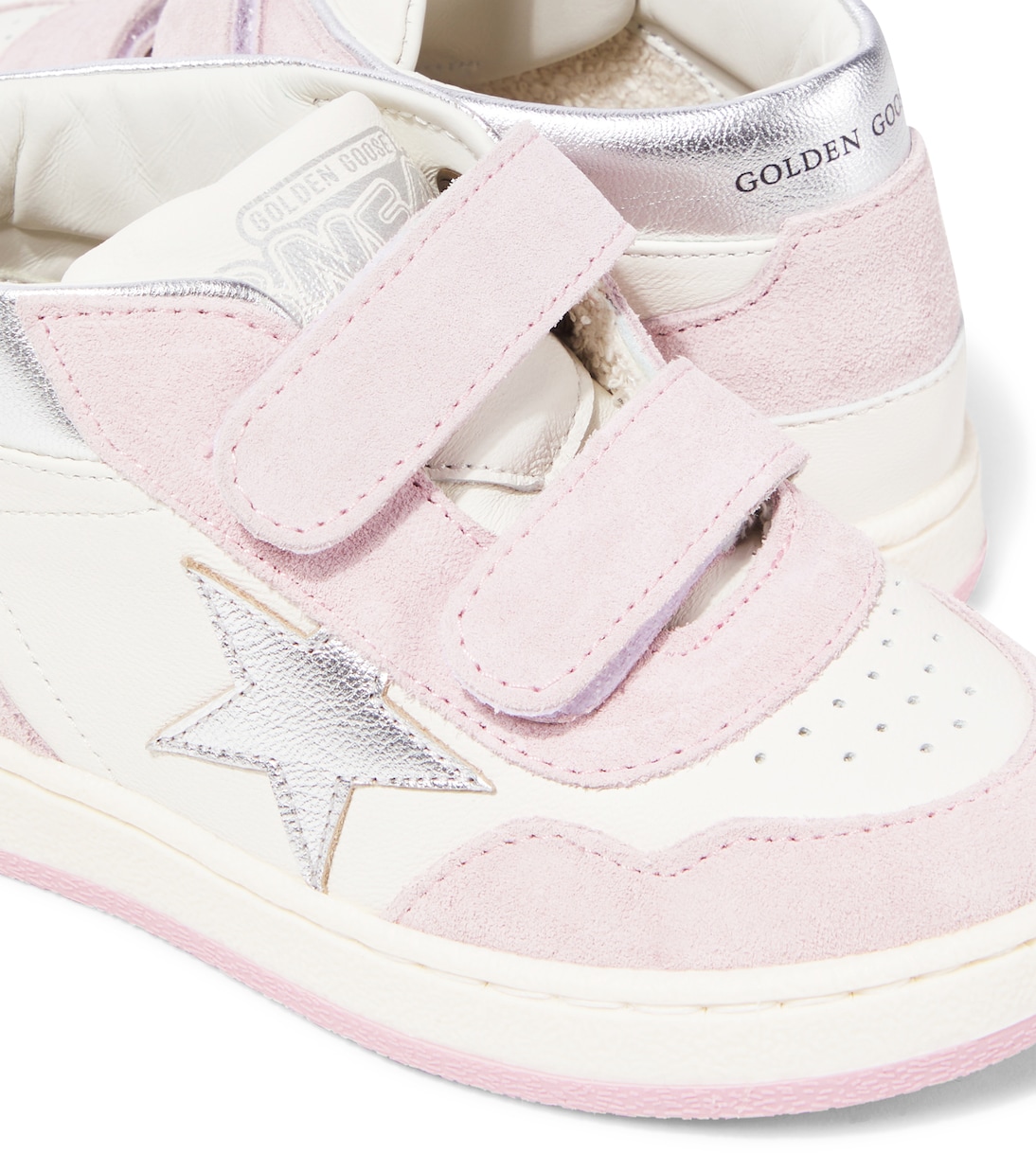 Кожаные кроссовки Baby June Golden Goose Kids, White/Pink/Silver — фото 4