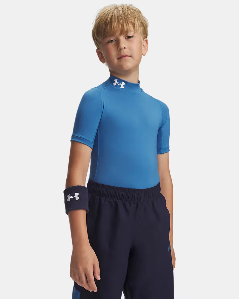Футболка с коротким рукавом и высоким воротом HeatGear Mock UnderArmour, Aegean Blue/White