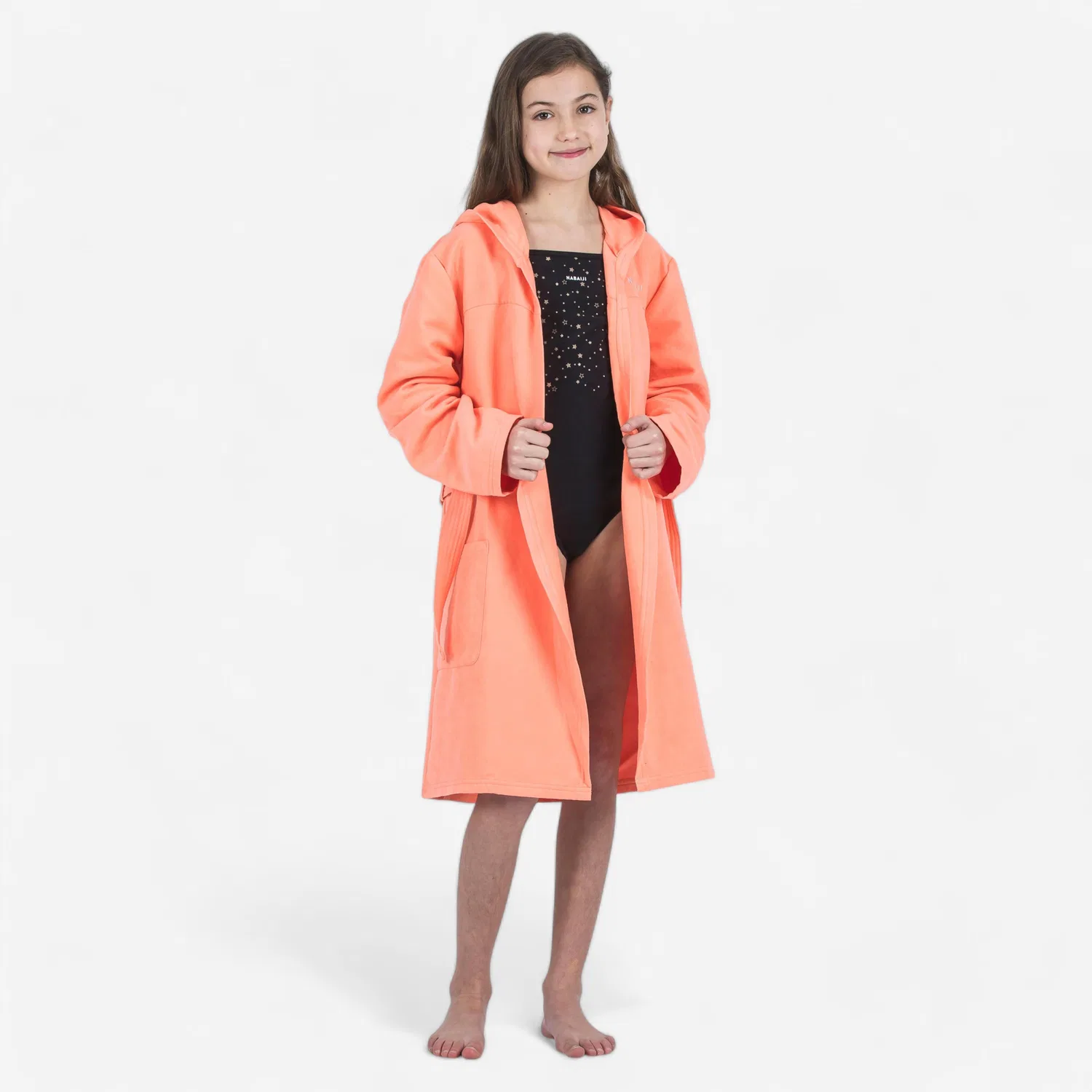 Детский халат из микрофибры Bademantel Mikrofaser Kinder Decathlon, Blasses Korallenorange