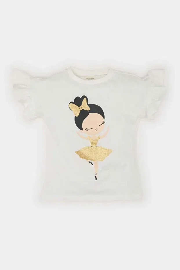 Детская футболка для девочек с принтом Ballerina Printed Defacto, White-Wt83