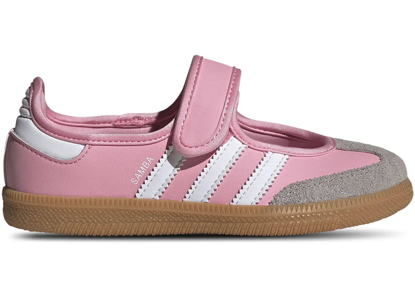 Детские кроссовки для девочек с длинным шнурованием Adidas Samba Jane, Light Pink/White/Gum