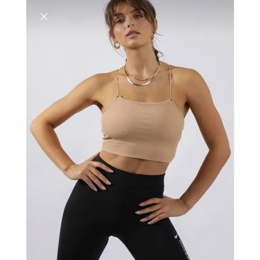 Женский топ-безрукавка Nike Yoga Luxe Strappy Cami, Бежевый