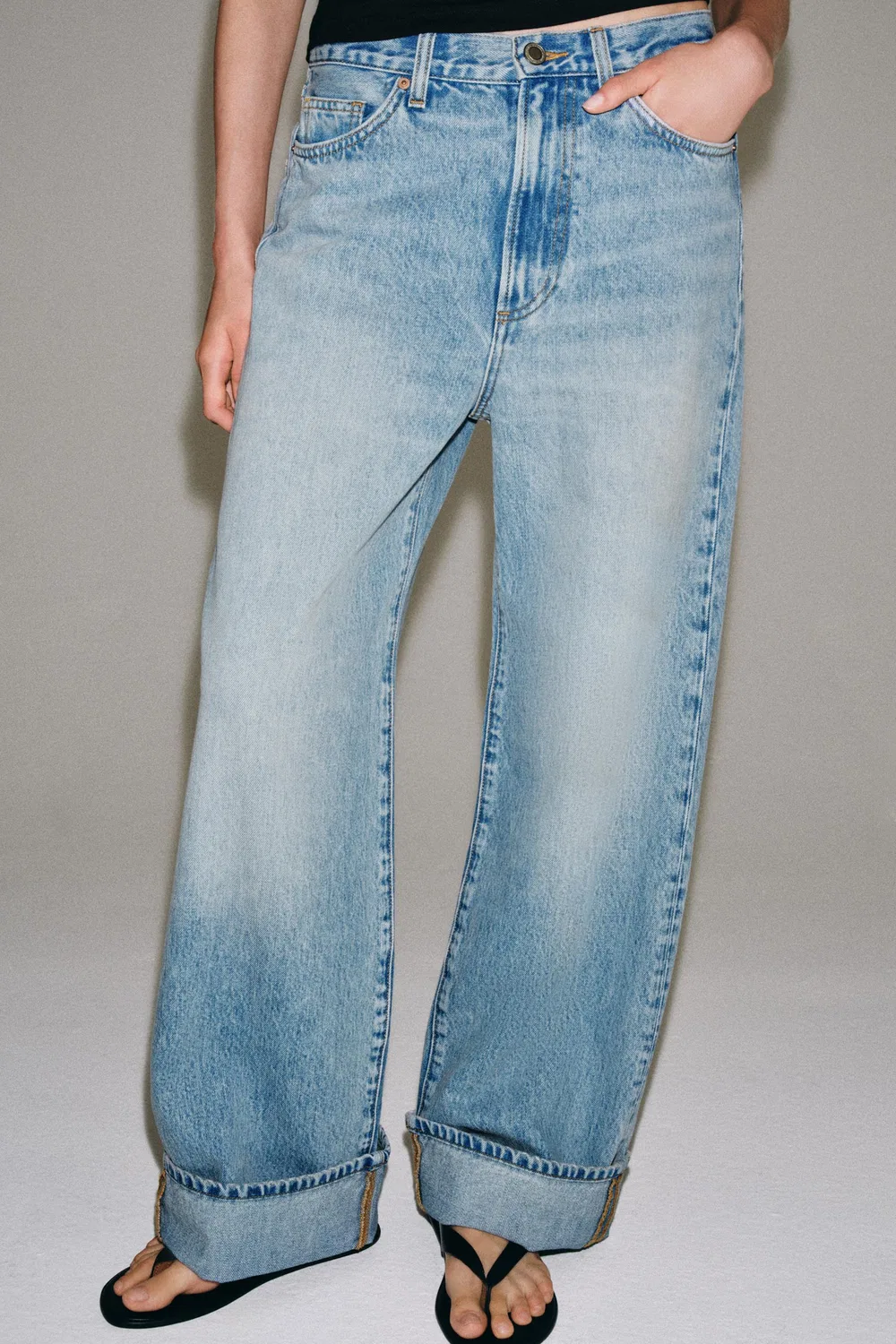 Джинсы свободного кроя средней посадки из коллекции ZW ZARA, Light blue — фото 3