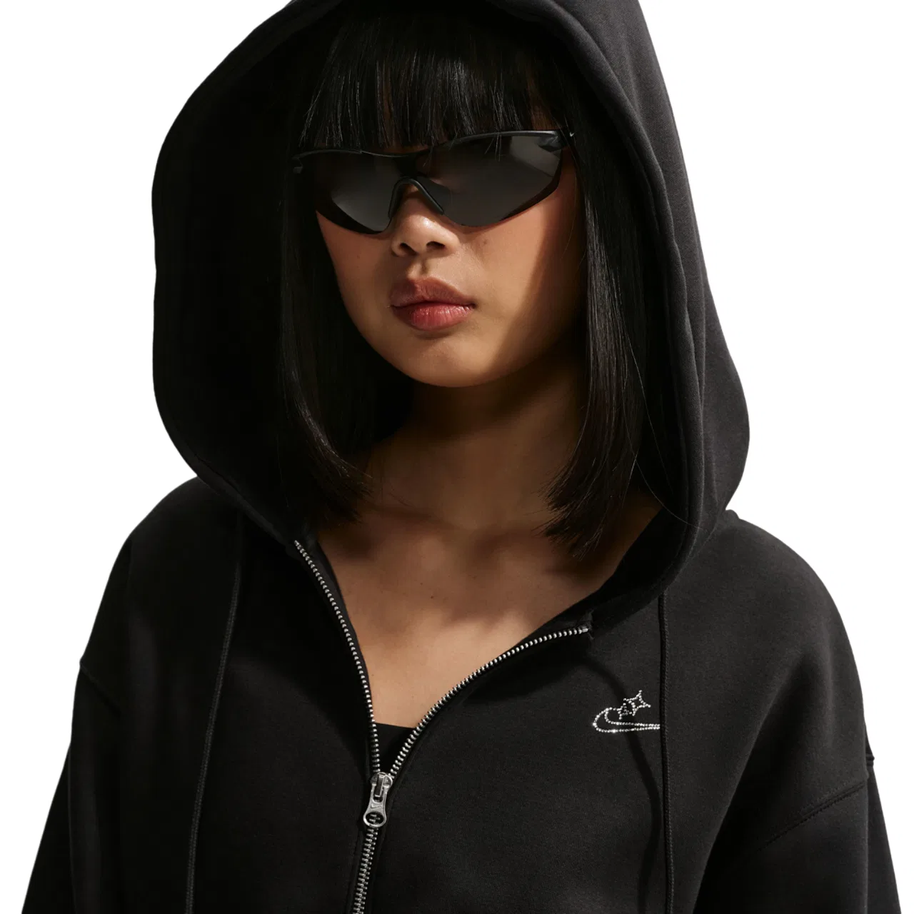 Женская куртка-худи Nike NSW Phoenix Fleece Bling Crop Full-Zip, черный — фото 3