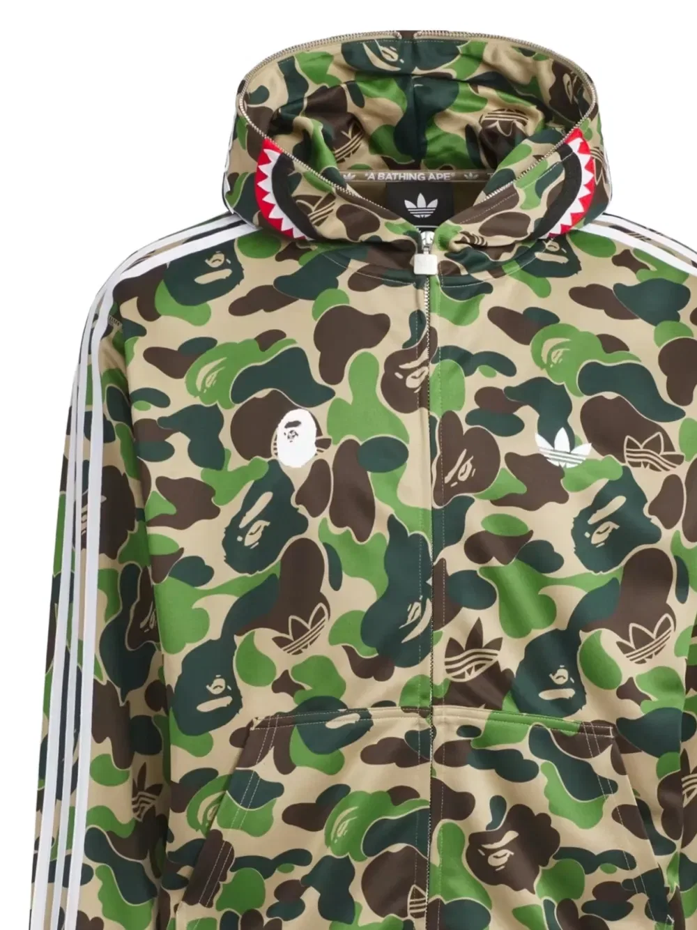 Толстовка с капюшоном Adidas, зеленый/коричневый — фото 2