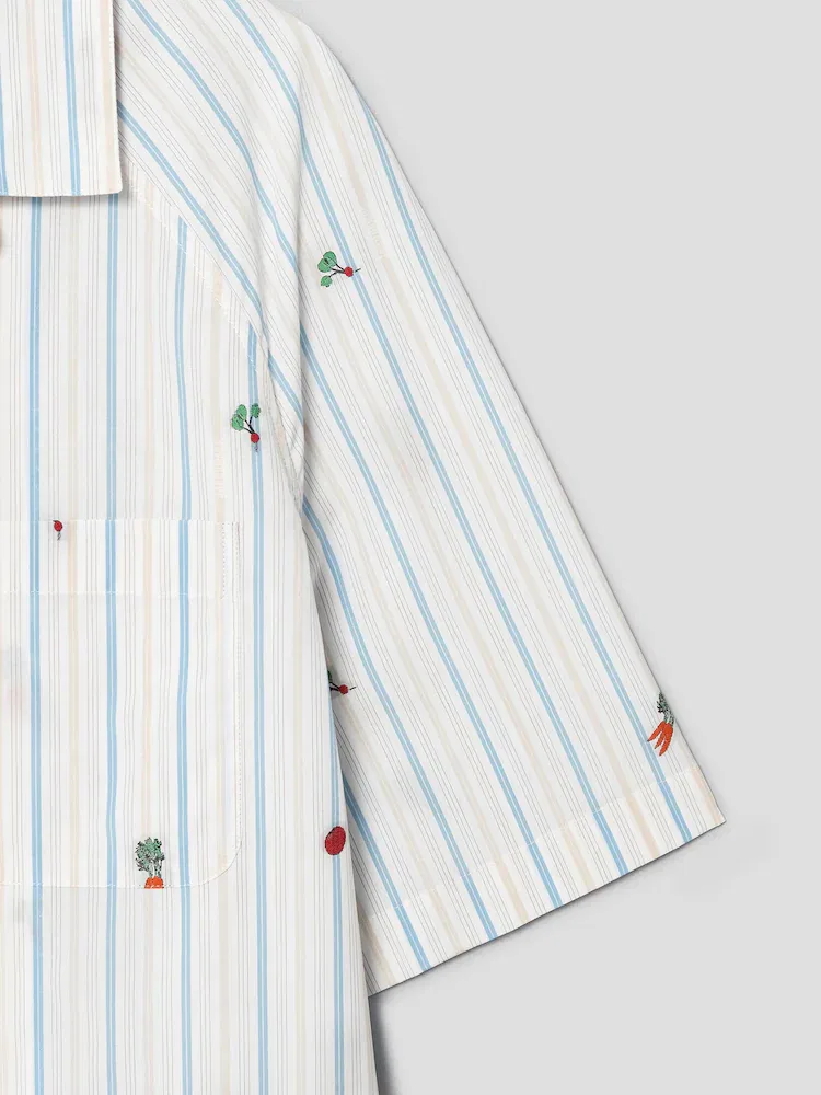Футболка поло с жаккардовыми полосками JACQUEMUS La Chemise Romarin Mc, Sky Blue — фото 4
