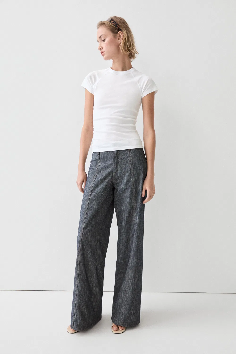 Футболка Massimo Dutti, реглан, белый — фото 4
