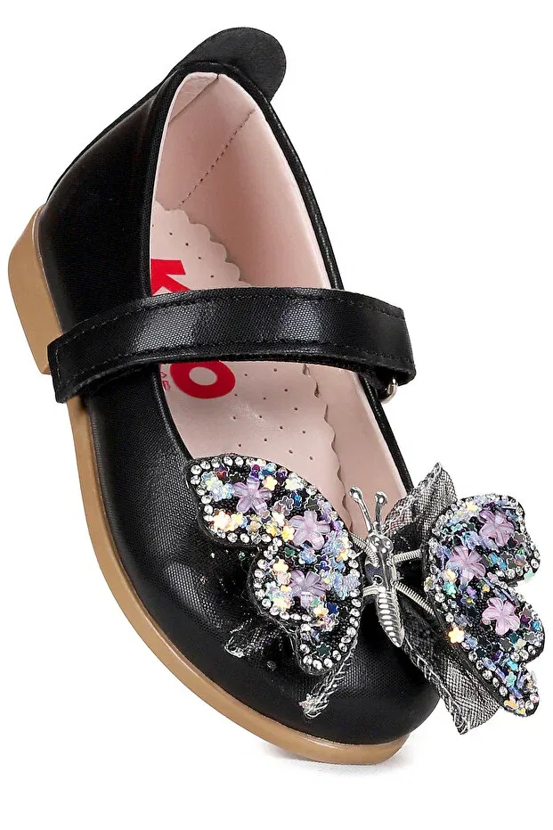 Детские балетки для девочек с аксессуаром Fly Velcro Butterfly Kiko Kids, Black