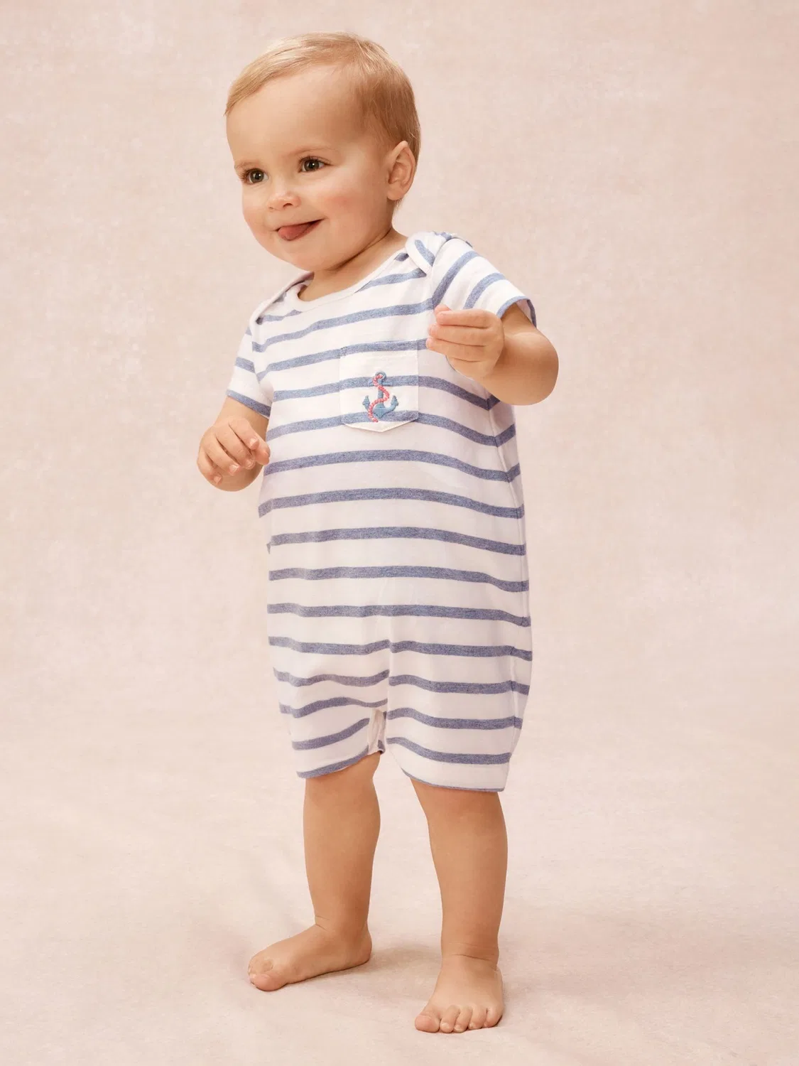 Комбинезон с полосками и вышивкой якоря The White Company, синий