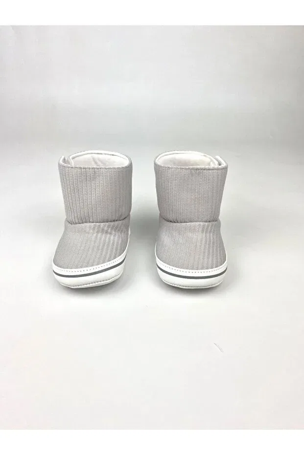 Детские пинетки-сапожки с принтом Baby panduf booties Bebekyol, Gray — фото 2
