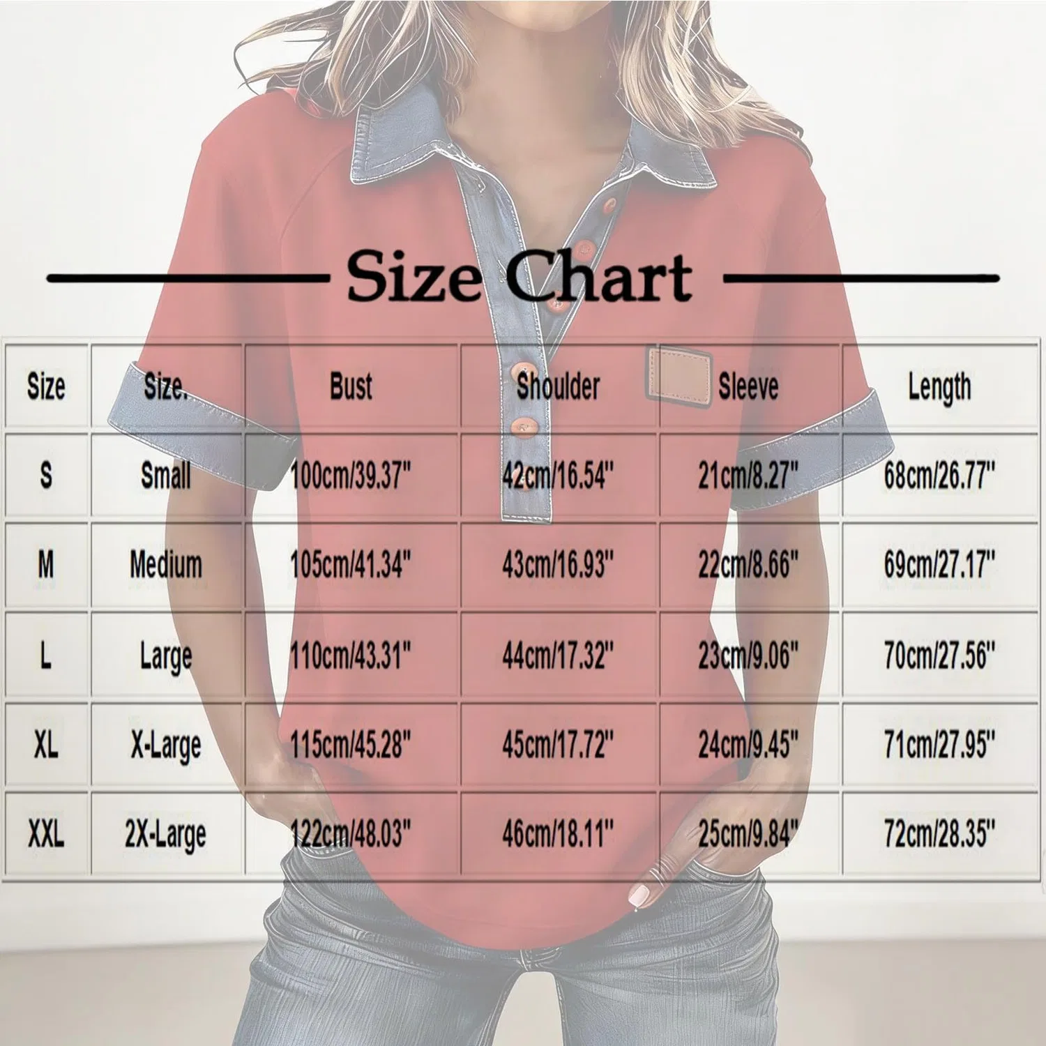 Женская рубашка с коротким рукавом, пэчворк-принтом, джинсовая, на пуговицах, A43 Black — фото 3