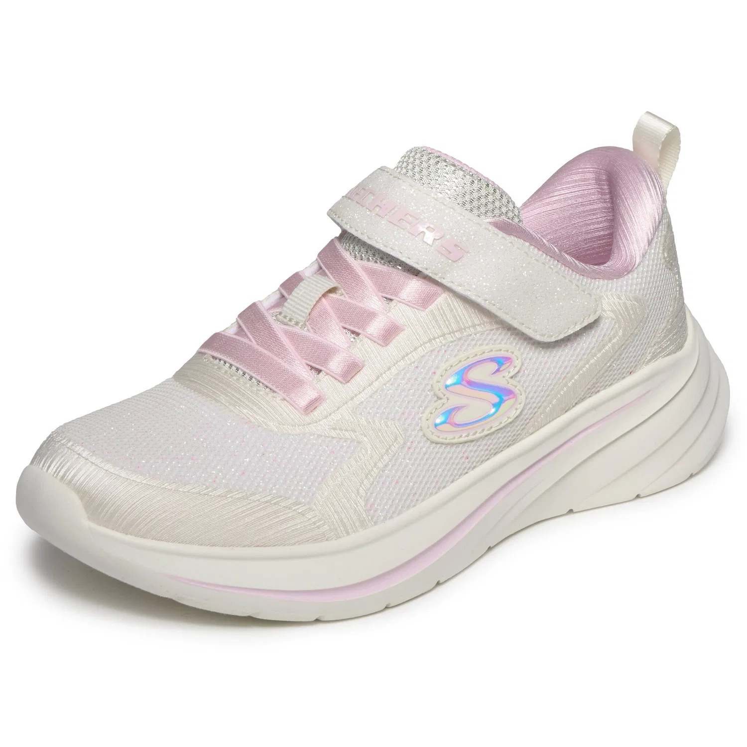 Детские кроссовки с блестками Skechers WAVE 92, Natural — фото 4