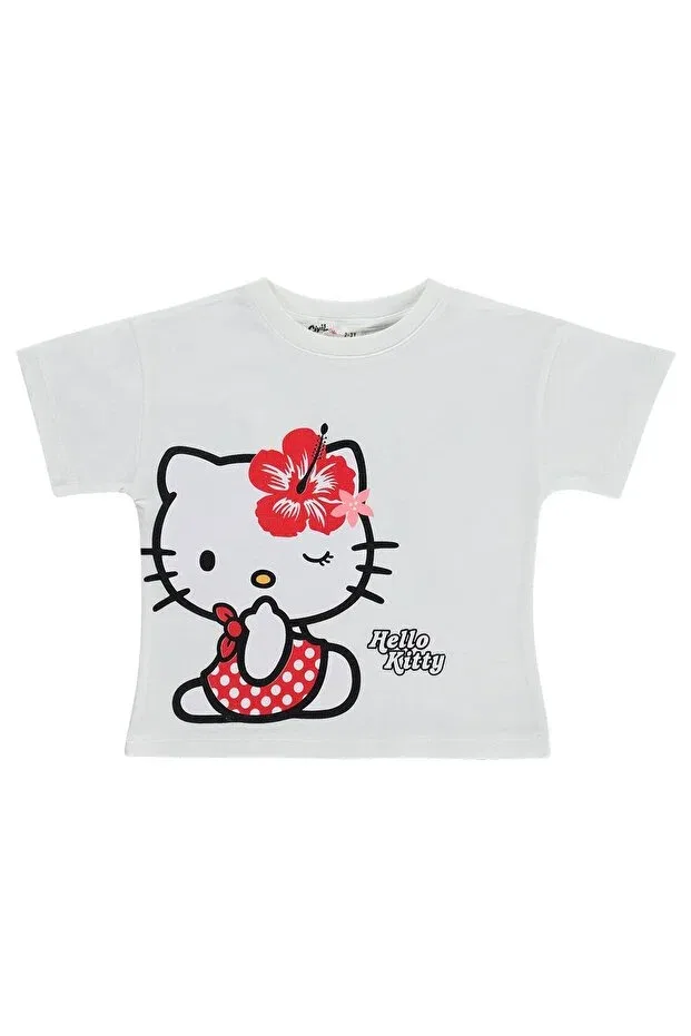 Детская футболка для девочек хлопковая Hello Kitty, Off White