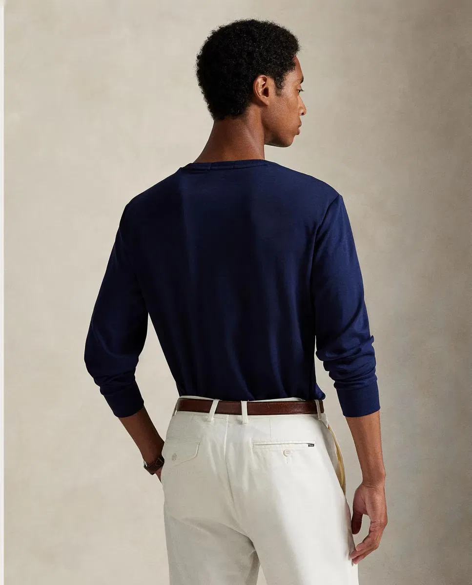 Мужская футболка из хлопка, Azul Marino, Polo Ralph Lauren, темно-синий — фото 2