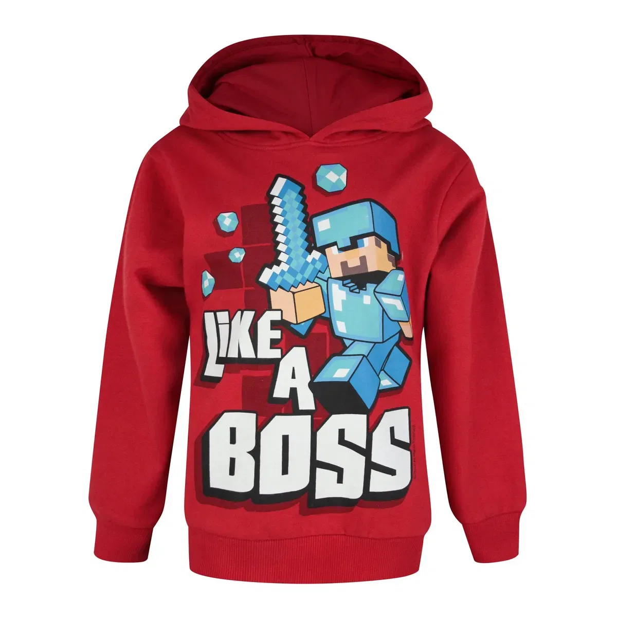Детский худи с принтом Like a Boss Minecraft, Red
