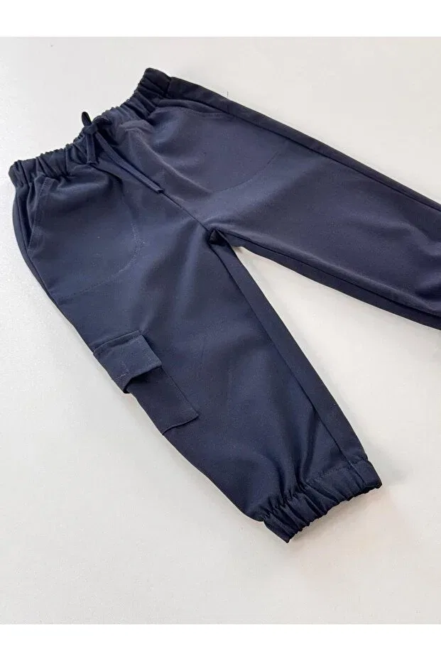 Детские брюки для девочек с грузовыми карманами Efu Baby, Navy Blue — фото 3