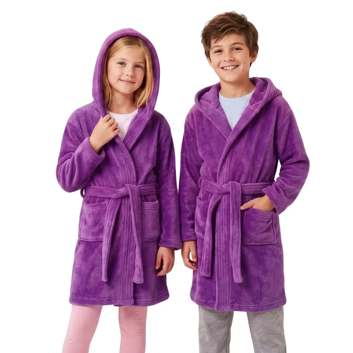 Детский хлопковый банный халат с капюшоном Myshoestore, Purple