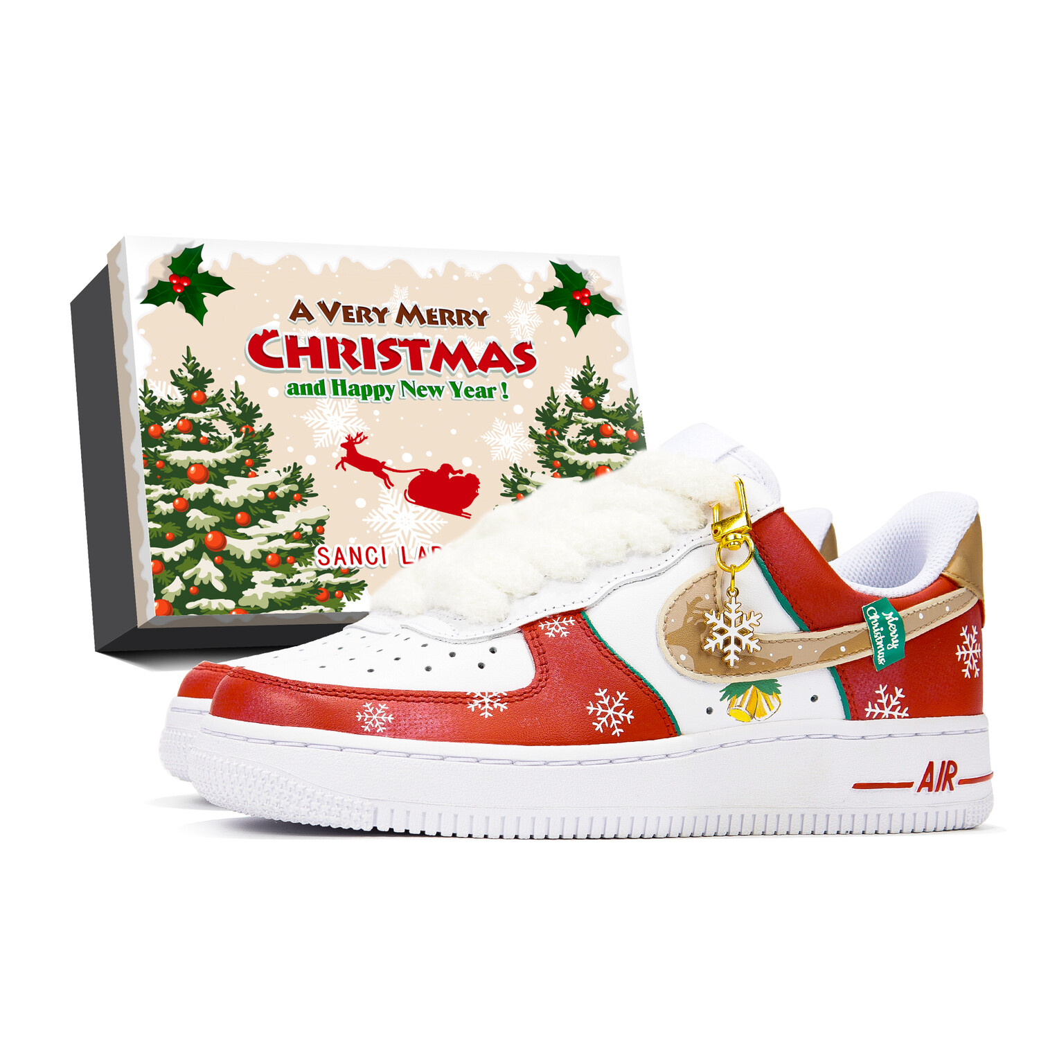 

Кроссовки Nike Air Force 1 Skateboard Shoes Men Low-Top Red White