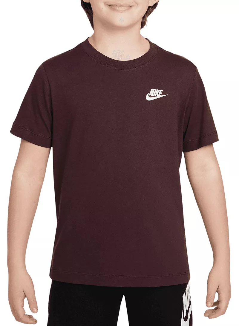 

Детская футболка Nike Sportswear с вышивкой Futura, цвет Burgundy Crush