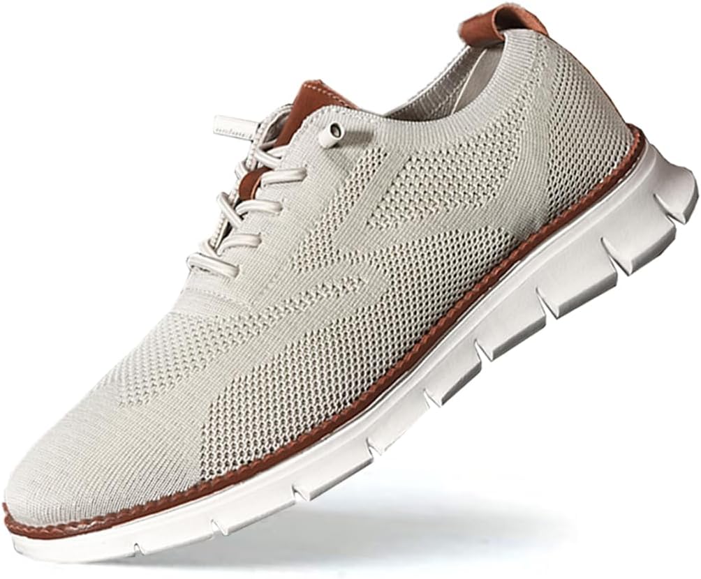 

Мужские городские кроссовки Jeeeun с ультракомфортной сеткой - обувь для делового и повседневного стиля, бежевый