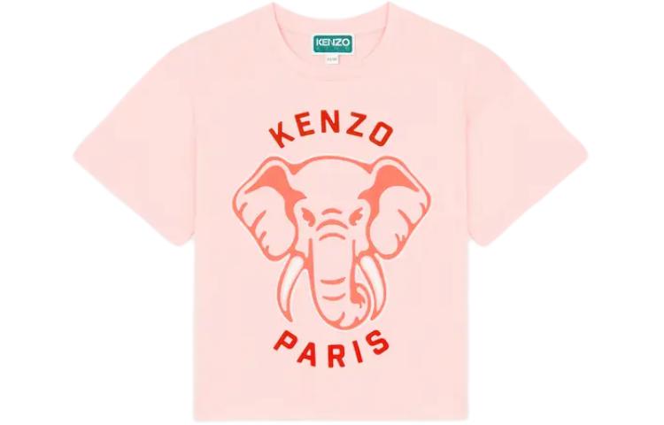 Футболка детская с принтом слона розовая Kids' KENZO — фото 2