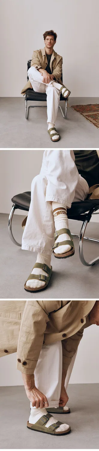 Мужские узкие шлёпанцы Arizona SFB LeoI цвета хаки от Birkenstock — фото 3