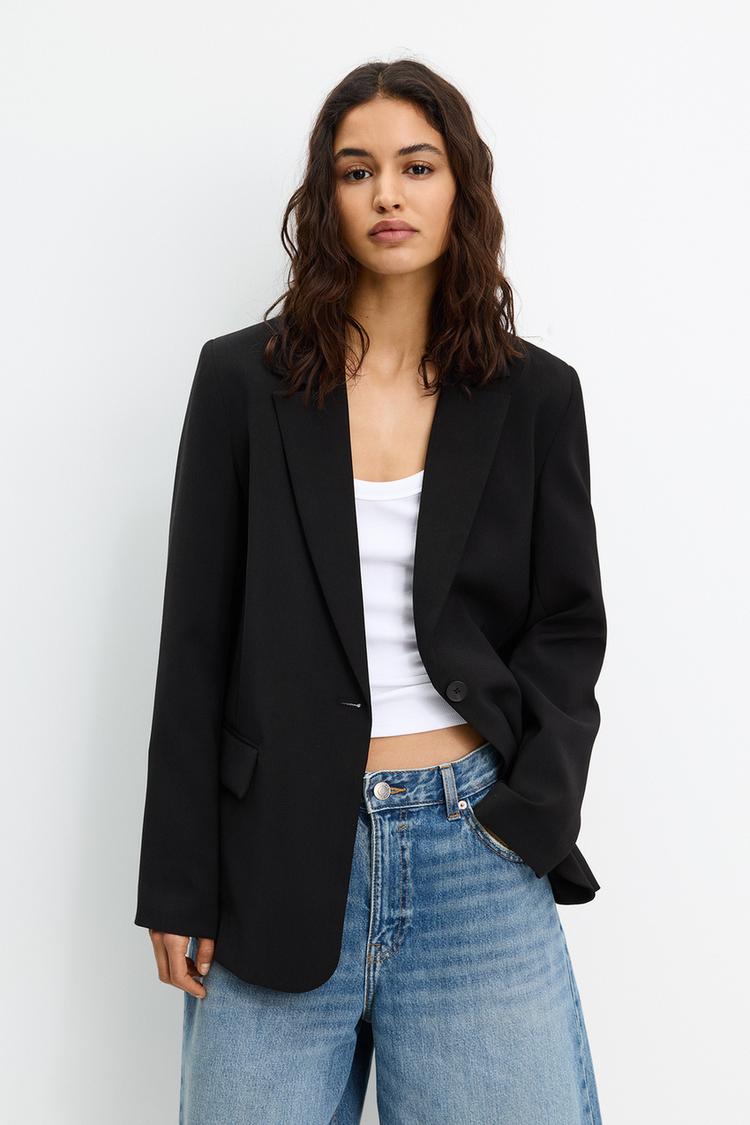 

Базовый блейзер Pull And Bear, черный