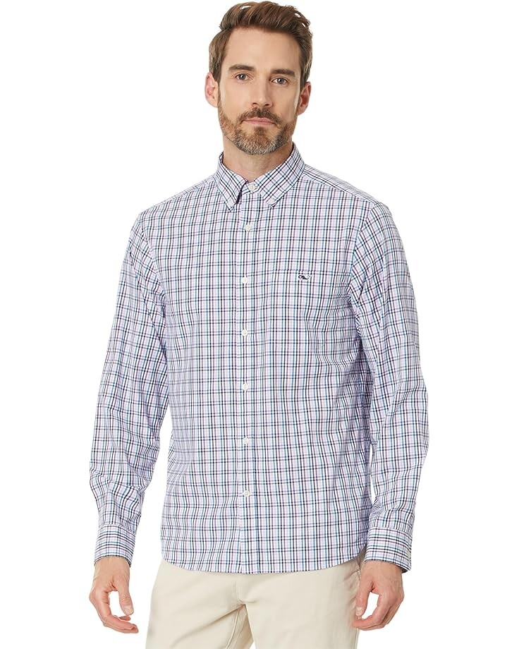 

Рубашка Vineyard Vines Tattersall Poplin Shirt, цвет Sea Grape Plaid