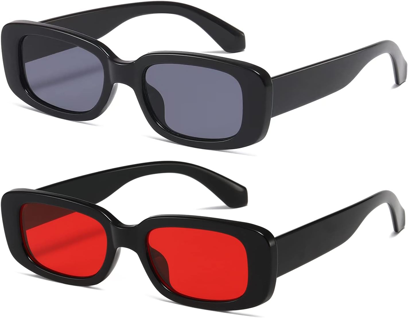 

Солнцезащитные очки Kimorn прямоугольной формы для женщин и мужчин, модные ретро-очки в стиле 90-х, защита от УФ-излучения UV 400, квадратная оправа, K1200, Black Frame Grey Lens+black Frame Red Lens