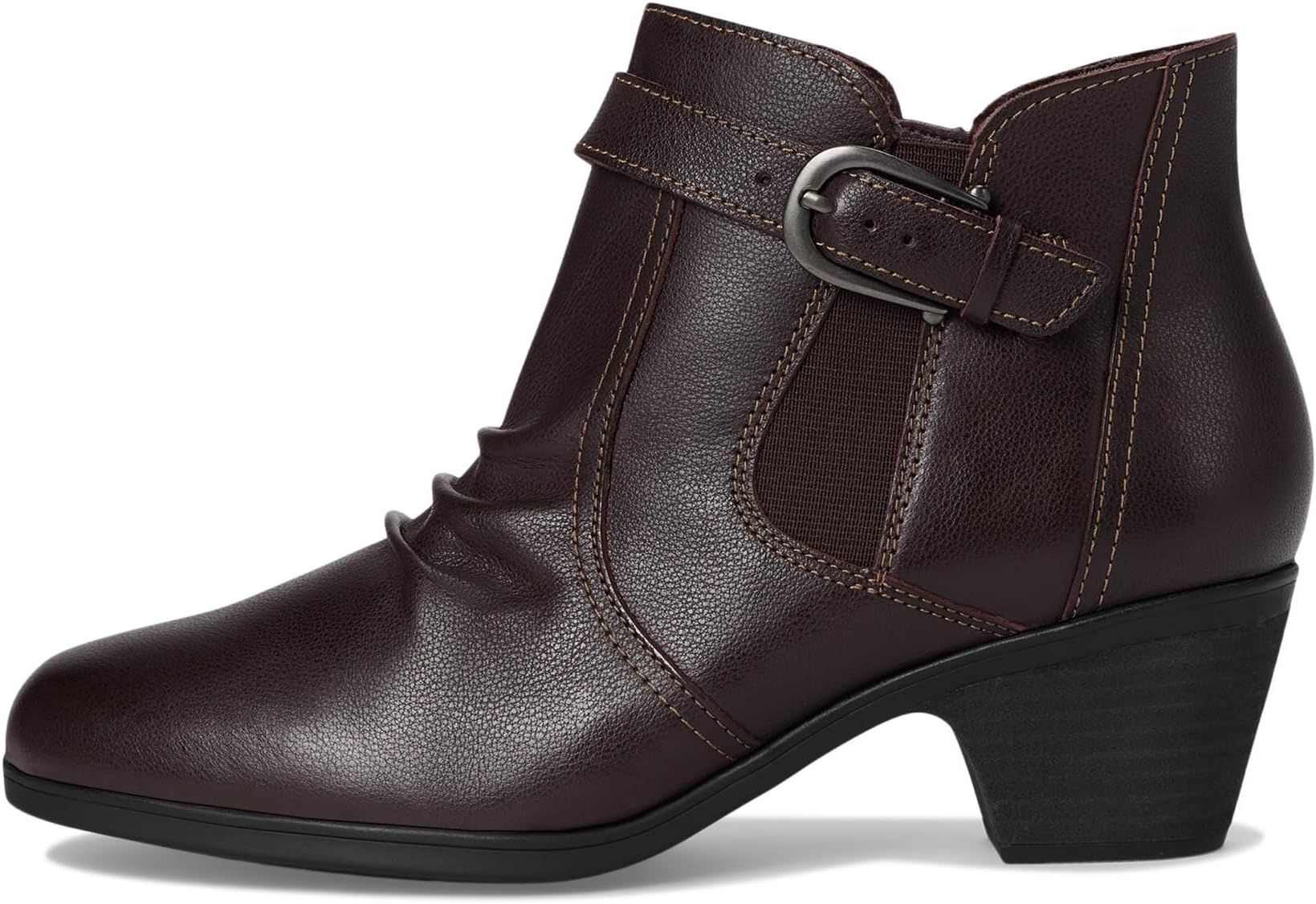 Ботинки женские челси Clarks Emily 2 Opal на каблуке с пряжкой, темно-коричневый — фото 4