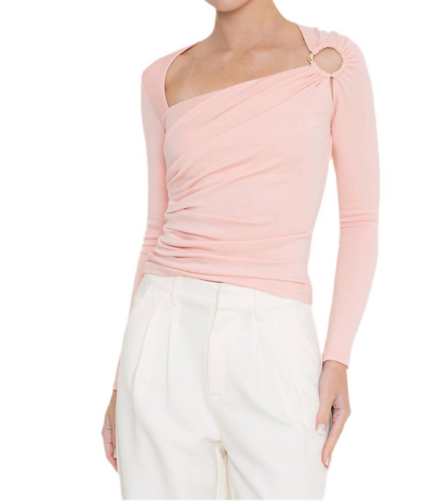 

Асимметричный топ с кольцом в розовом Fore Collection