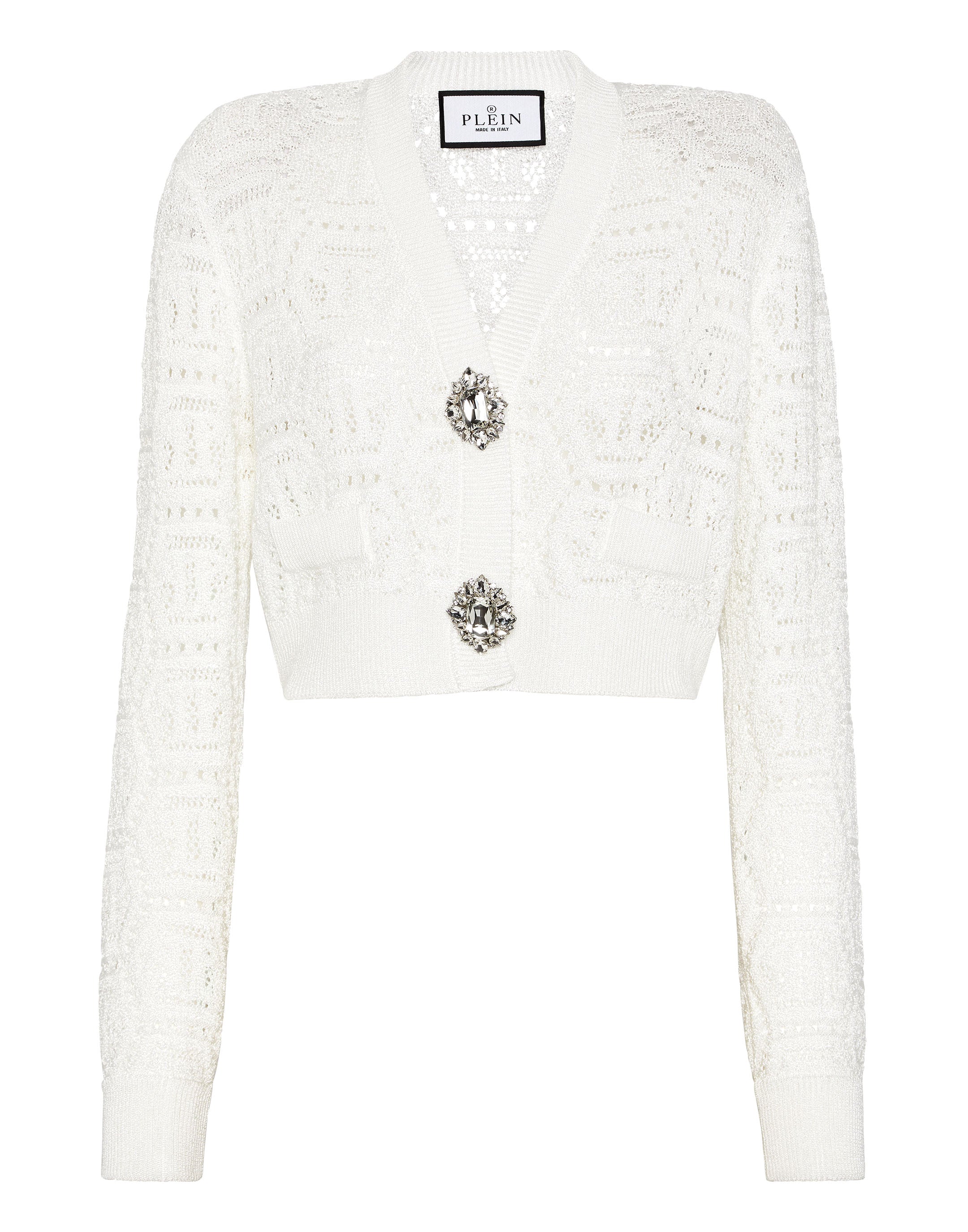 

Кардиган с люрексом и монограммой PHILIPP PLEIN, белый