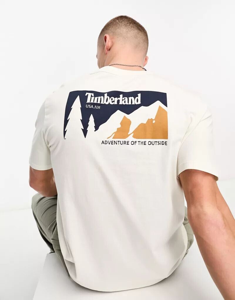 

Белая футболка Timberland с принтом «горы» на спине