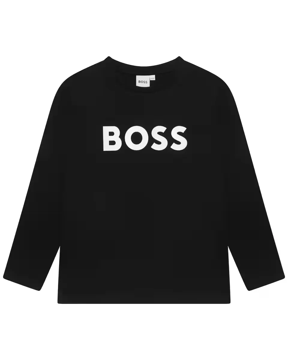 

Футболка для мальчиков с длинными рукавами из 100% хлопка BOSS Kidswear, чёрный