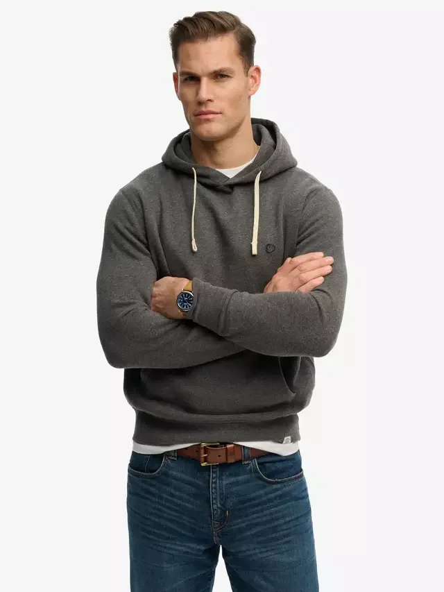 Худи с вышитым монограммом, светло-угольно-серый меланж Superdry
