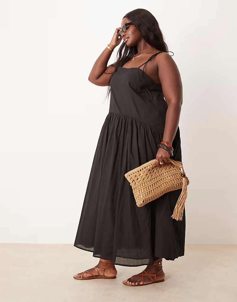 

Платье макси с заниженной талией ASOS DESIGN Curve черного цвета ASOS Curve