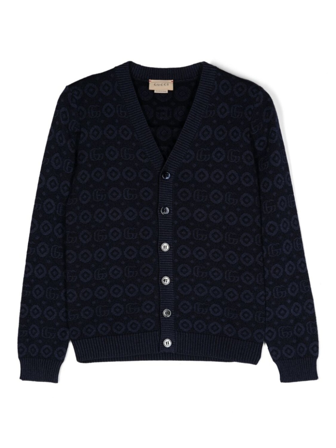 

Gucci Kids кардиган с логотипом и жаккардом, синий