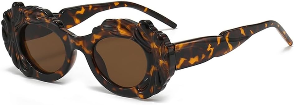 

Винтажные овальные солнцезащитные очки с леопардовым принтом для женщин, ретро-панк очки для мужчин, солнцезащитные очки в форме облака, защита от УФ-излучения UV400 VFDHN, 2