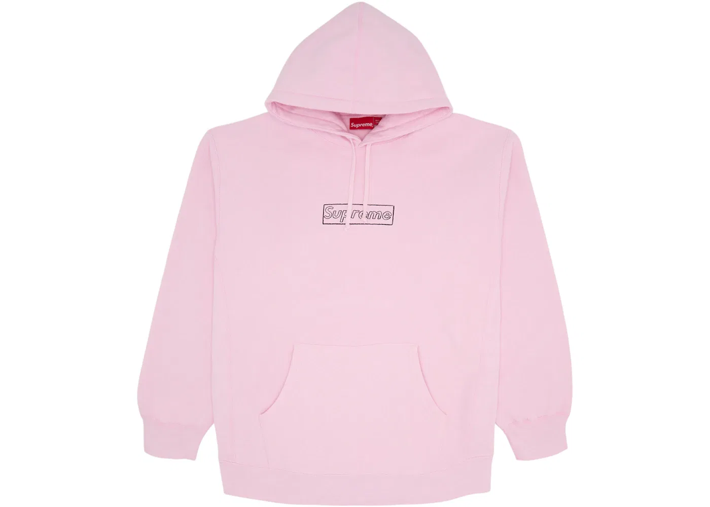 Мужской худи с принтом KAWS Chalk Logo Supreme, Light Pink