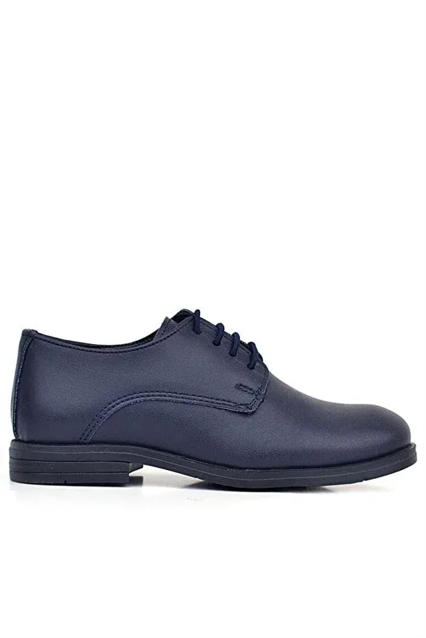 Детские туфли для мальчиков матовые на шнуровке Rakerplus, Navy Blue — фото 3