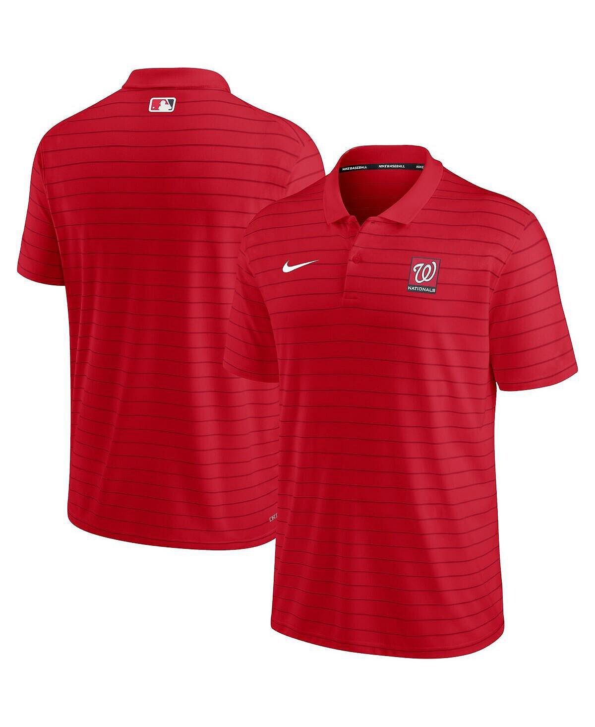 

Мужская красная рубашка поло из пике в полоску из коллекции washington nationals authentic collection Nike, красный