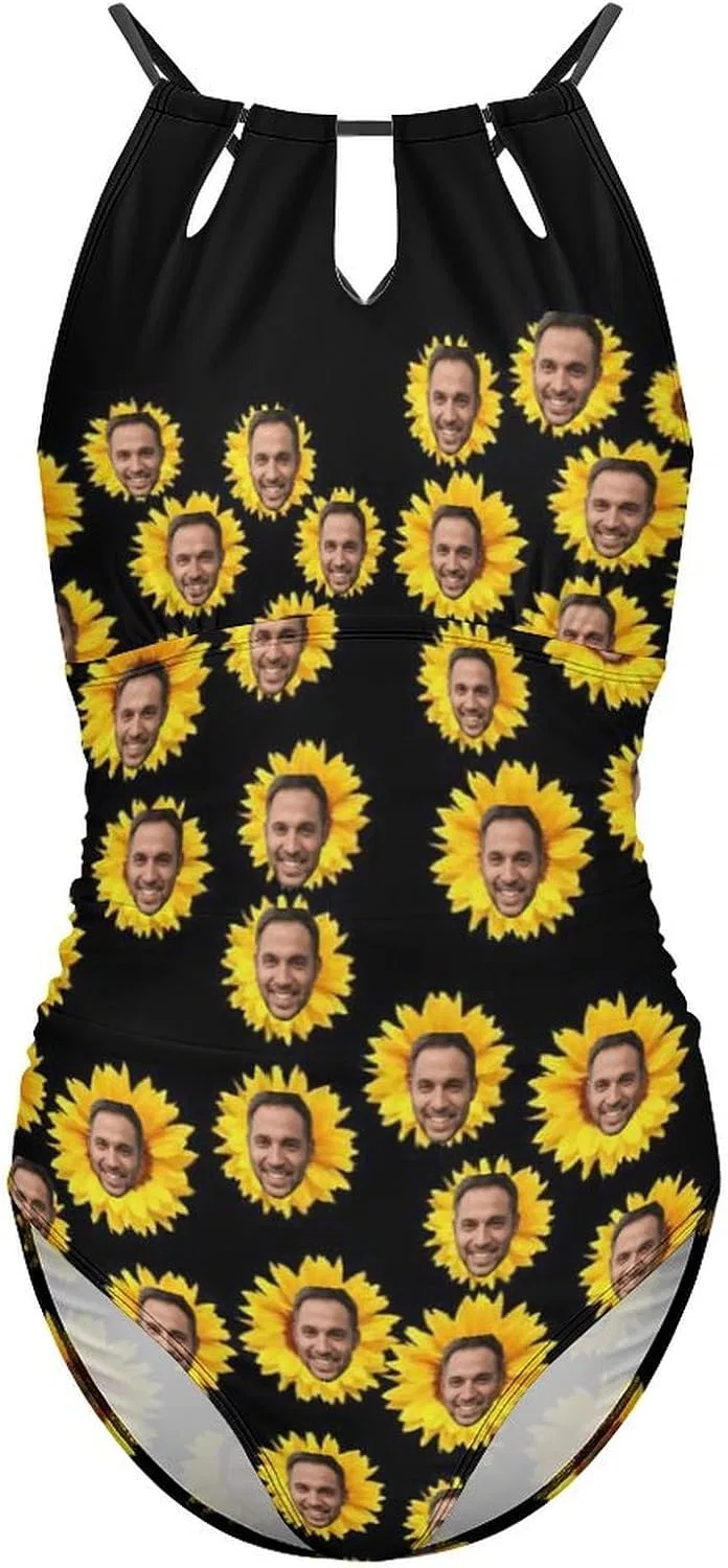 Женский слитный купальник с кастомизацией Sunflowers Pattern, Sunflowers Pattern_15 — фото 4