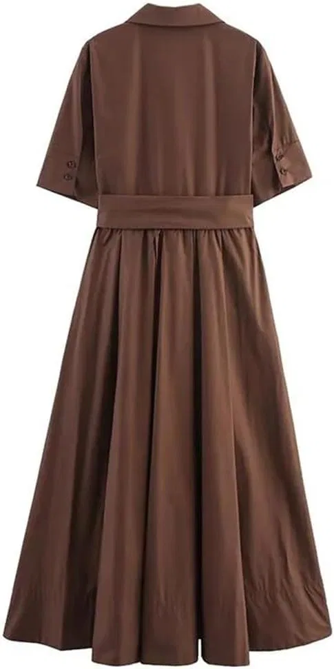 Женское повседневное платье-рубашка в полоску Casual Long Dress, Blue — фото 3