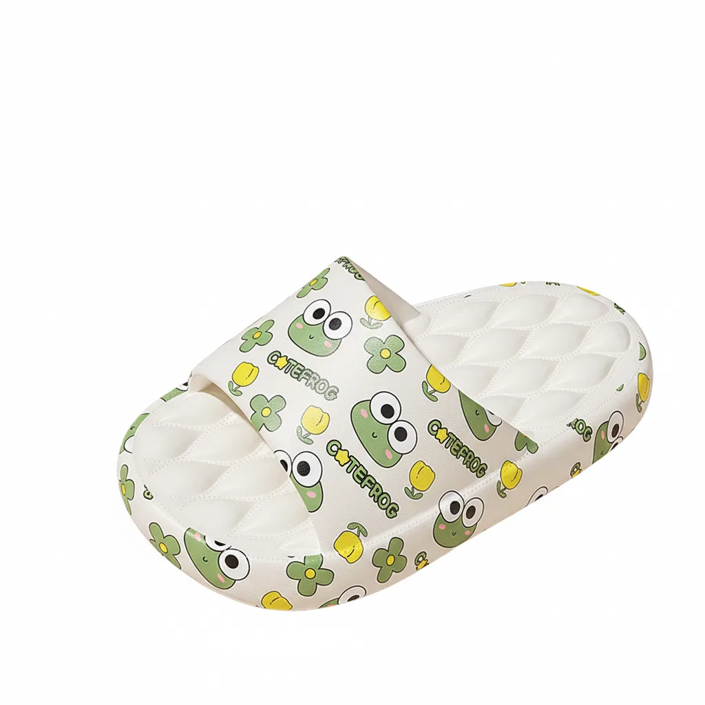Детские сандалии с принтом Hodo Home Summer Slippers Red bean, Белый(青蛙)